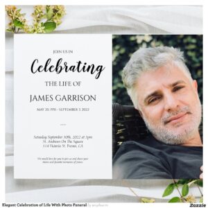 Elegant Celebration of Life With Photo Funeral Invitation