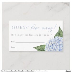 Blue Hydrangea Guess How Many Shower Game Card