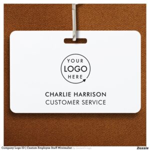 Company Logo ID Employee Staff Minimalist White Badge