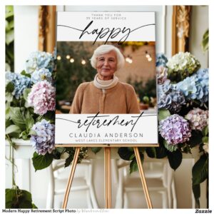 Modern Happy Retirement Script Photo Foam Board