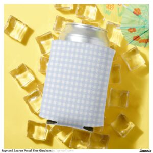 Faye and Lauren Pastel Blue Gingham Can Cooler
