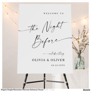 Elegant Simple Minimalist Welcome Rehearsal Dinner Foam Board
