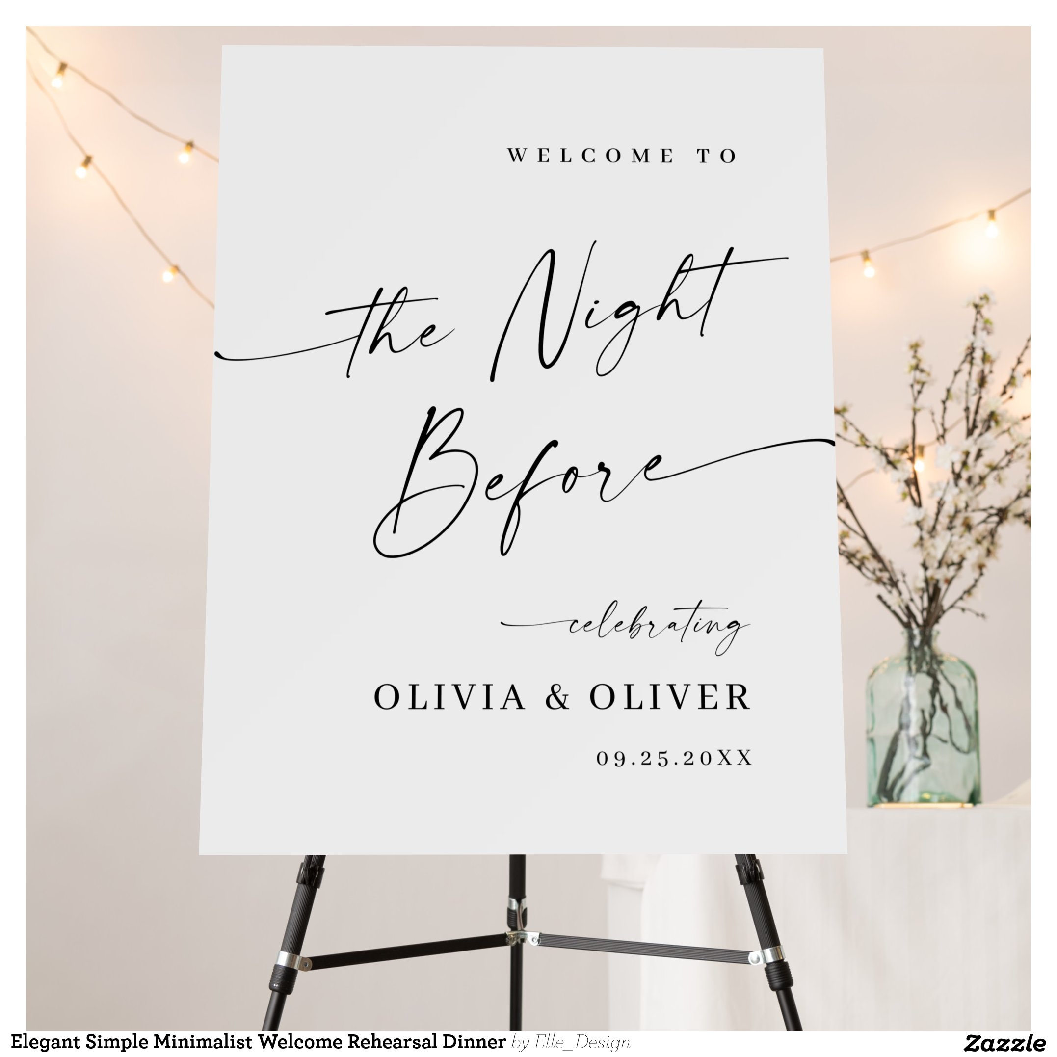 Elegant Simple Minimalist Welcome Rehearsal Dinner Foam Board