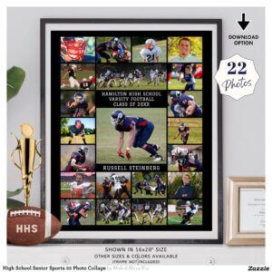 High School Senior Sports 22 Photo Collage Poster