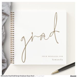 Minimalist Grad Gold Script Graduate Guest Book