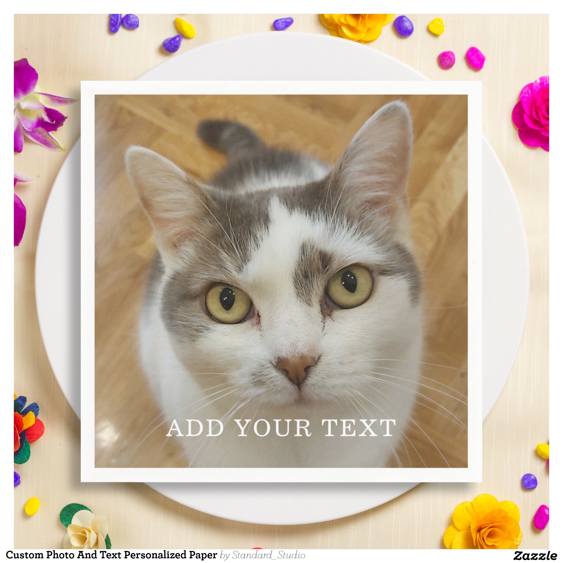 Custom Photo And Text Personalized Paper Napkins