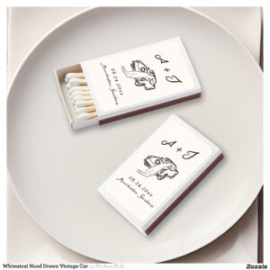 Whimsical Hand Drawn Vintage Car Matchboxes