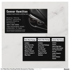 Car Wash Auto Detailing Mobile Automotive Cleaning Business Card