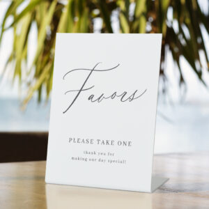 Elegant script wedding favors please take one sign