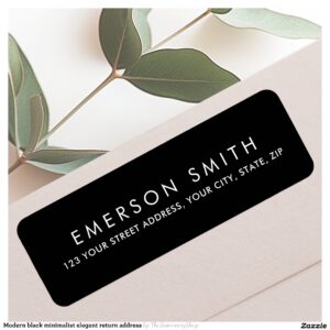 Modern black minimalist elegant return address label