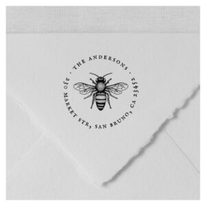 Honey Bee Vintage Family Name & Return Address Rubber Stamp
