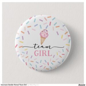 Icecream Gender Reveal Team Girl Button