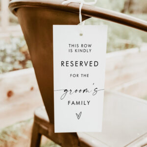 Modern Minimalist Wedding Reserved Sign
