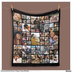 Personalized 65 Photo Collage Fleece Blanket