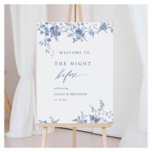 Blue Floral The Night Before Rehearsal Dinner Foam Board