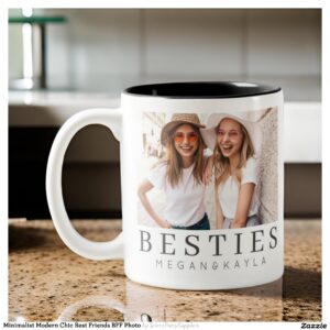 Minimalist Modern Chic Best Friends BFF Photo Two-Tone Coffee Mug