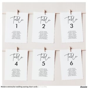 Modern minimalist wedding seating chart cards