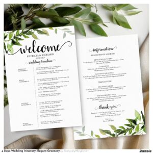 4 Days Wedding Itinerary Elegant Greenery