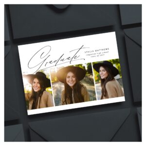 Graduate three photo simple modern graduation invitation