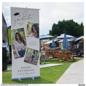 Graduate 3 Picture Graduation Party Retractable Banner
