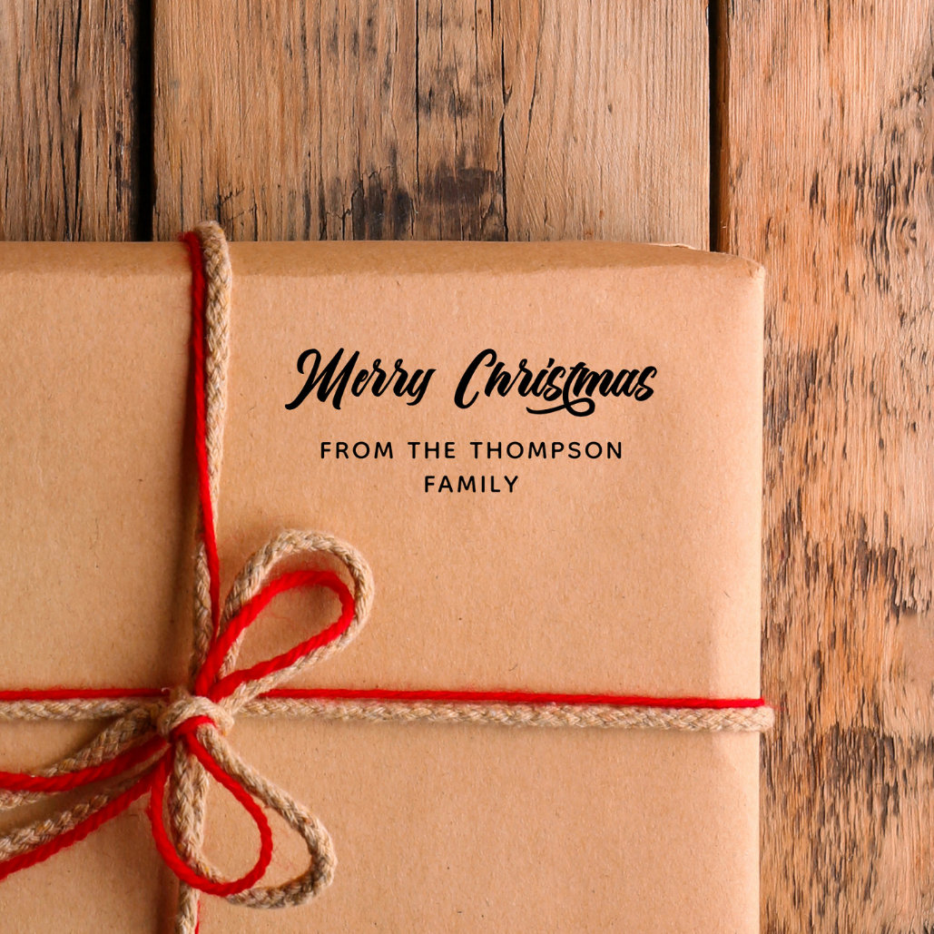 Bold Calligraphy Merry Christmas From Rubber Stamp