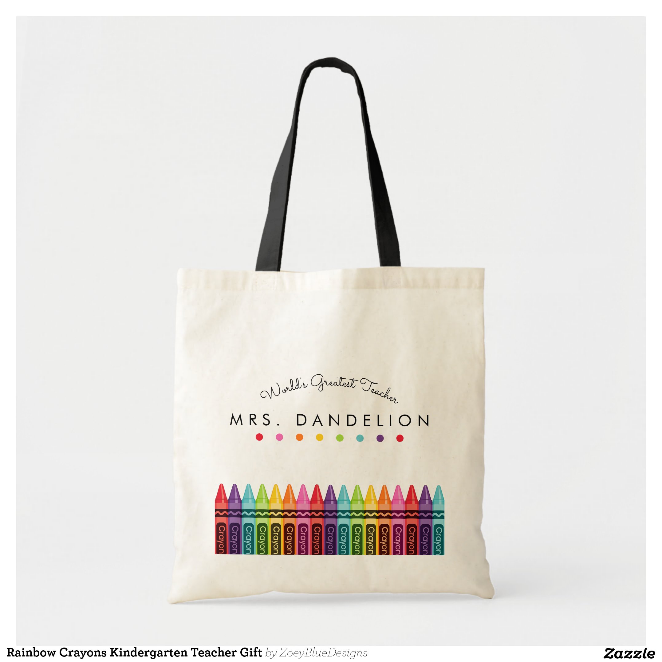 Rainbow Crayons Kindergarten Teacher Gift Tote Bag