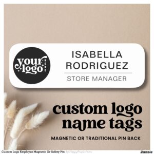 Custom Logo Employee Magnetic Or Safety Pin Name Tag