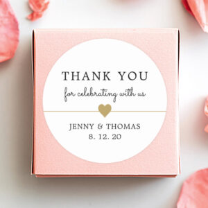 Elegant Clean White Faux Gold Heart Thankyou Classic Round Sticker