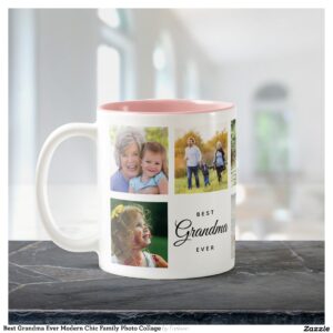 Best Grandma Ever Modern Chic Family Photo Collage Two-Tone Coffee Mug