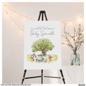 Pooh and Pals Watercolor Baby Sprinkle Foam Board