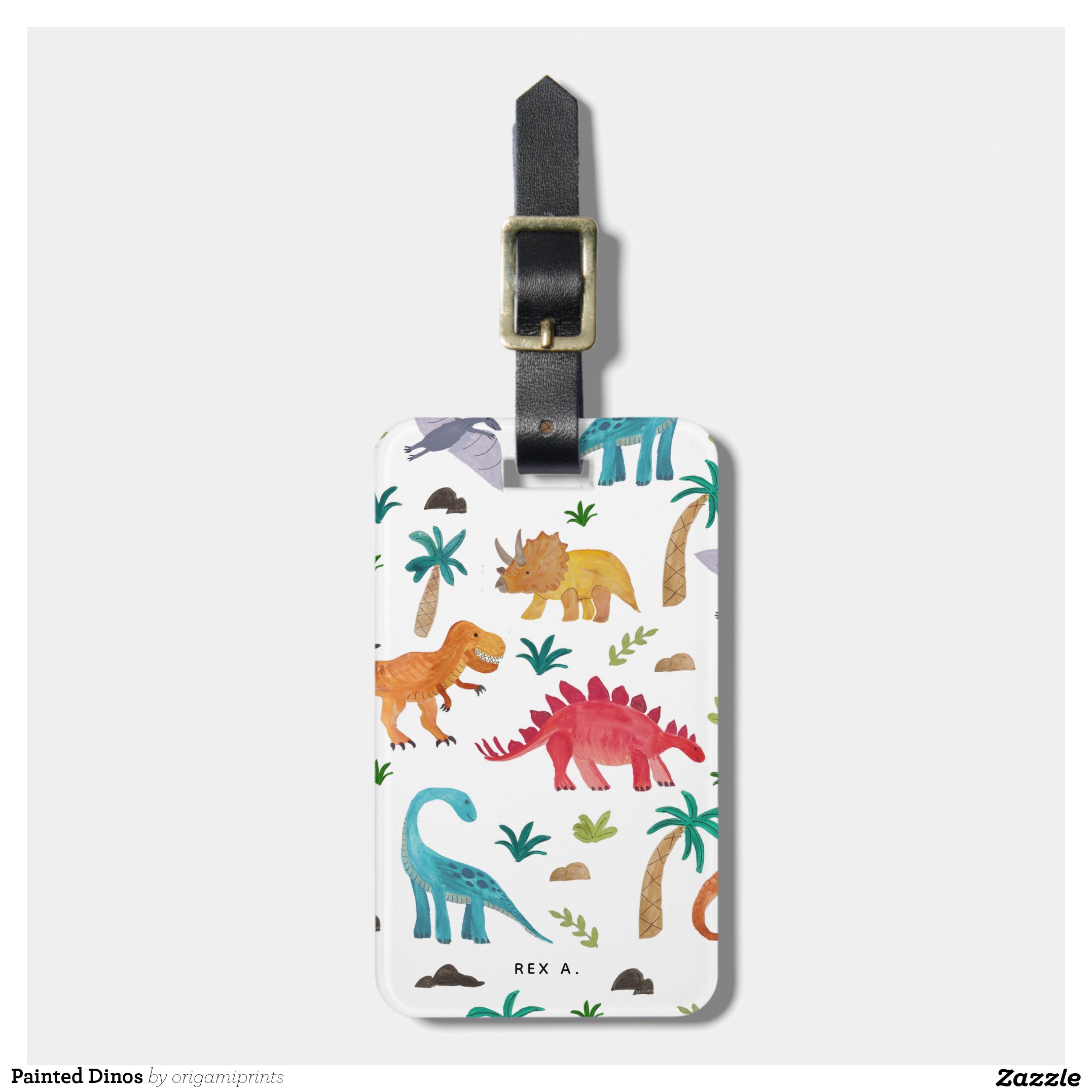 Painted Dinos Luggage Tag
