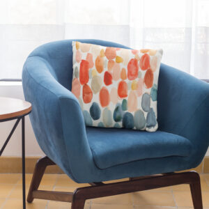 Citrus Season - Coral and Blue Stones Throw Pillow