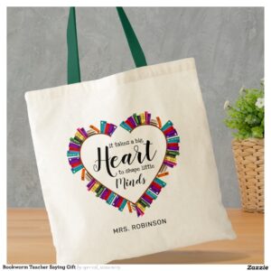 Bookworm Teacher Saying Gift Tote Bag
