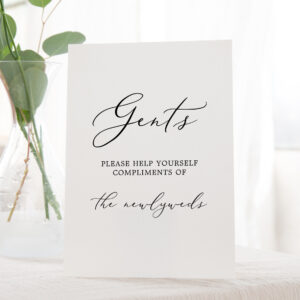 Delicate Black Calligraphy Gents Bathroom Pedestal Sign