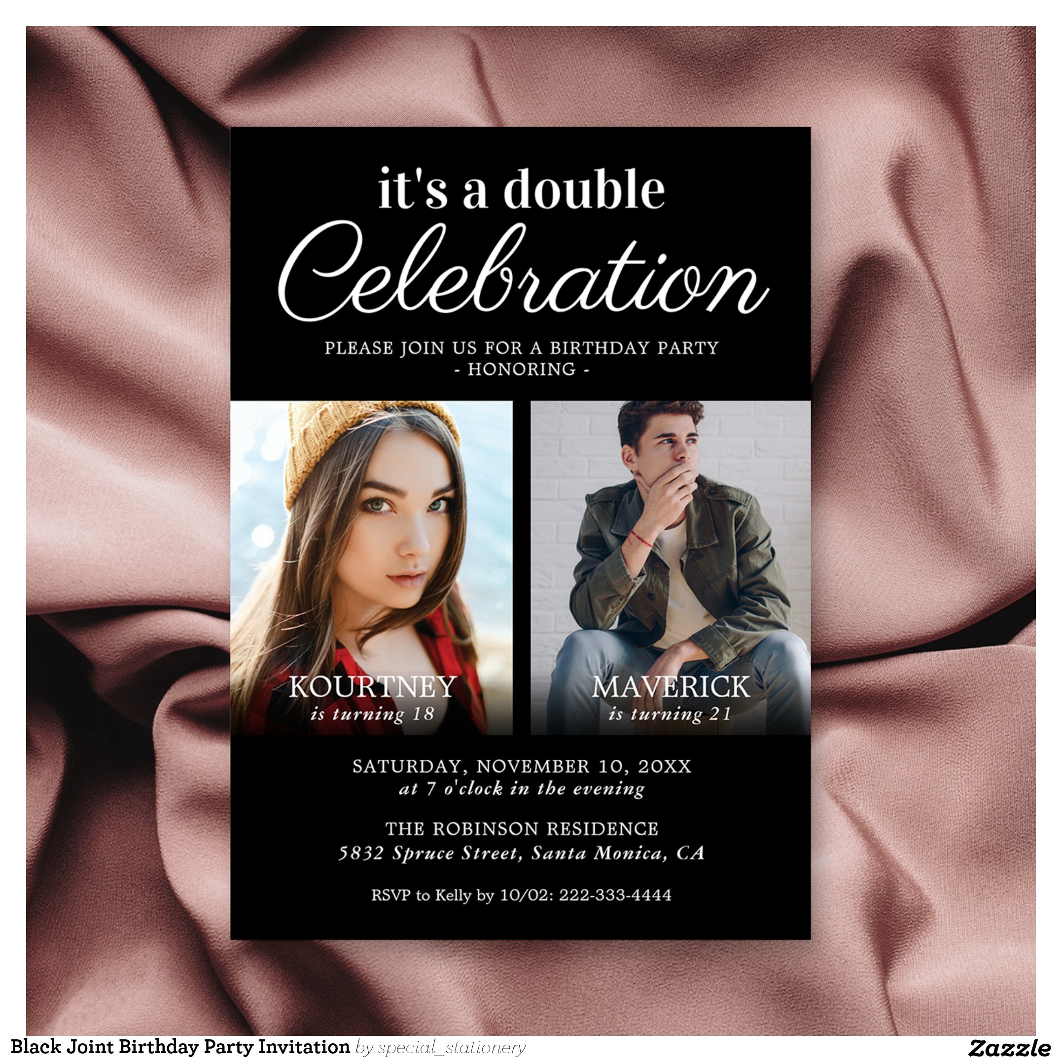 Black Joint Birthday Party Invitation