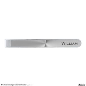 Brushed metal personalized name silver finish tie bar