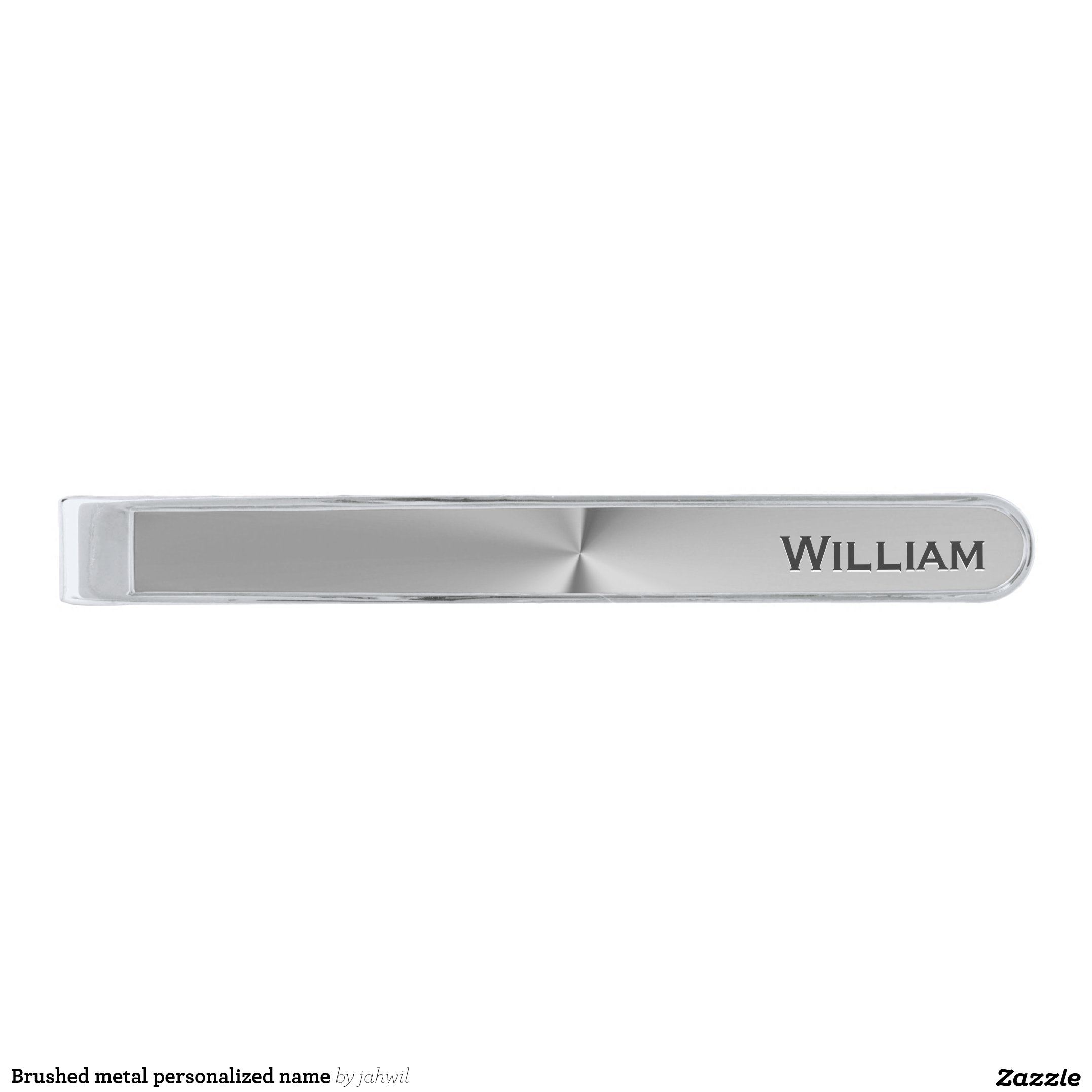 Brushed metal personalized name silver finish tie bar