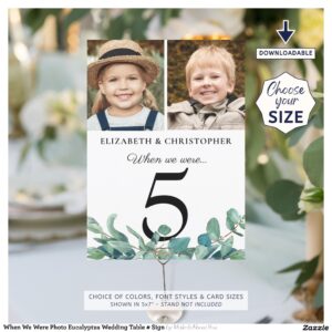 When We Were Photo Eucalyptus Wedding Table # Sign Invitation