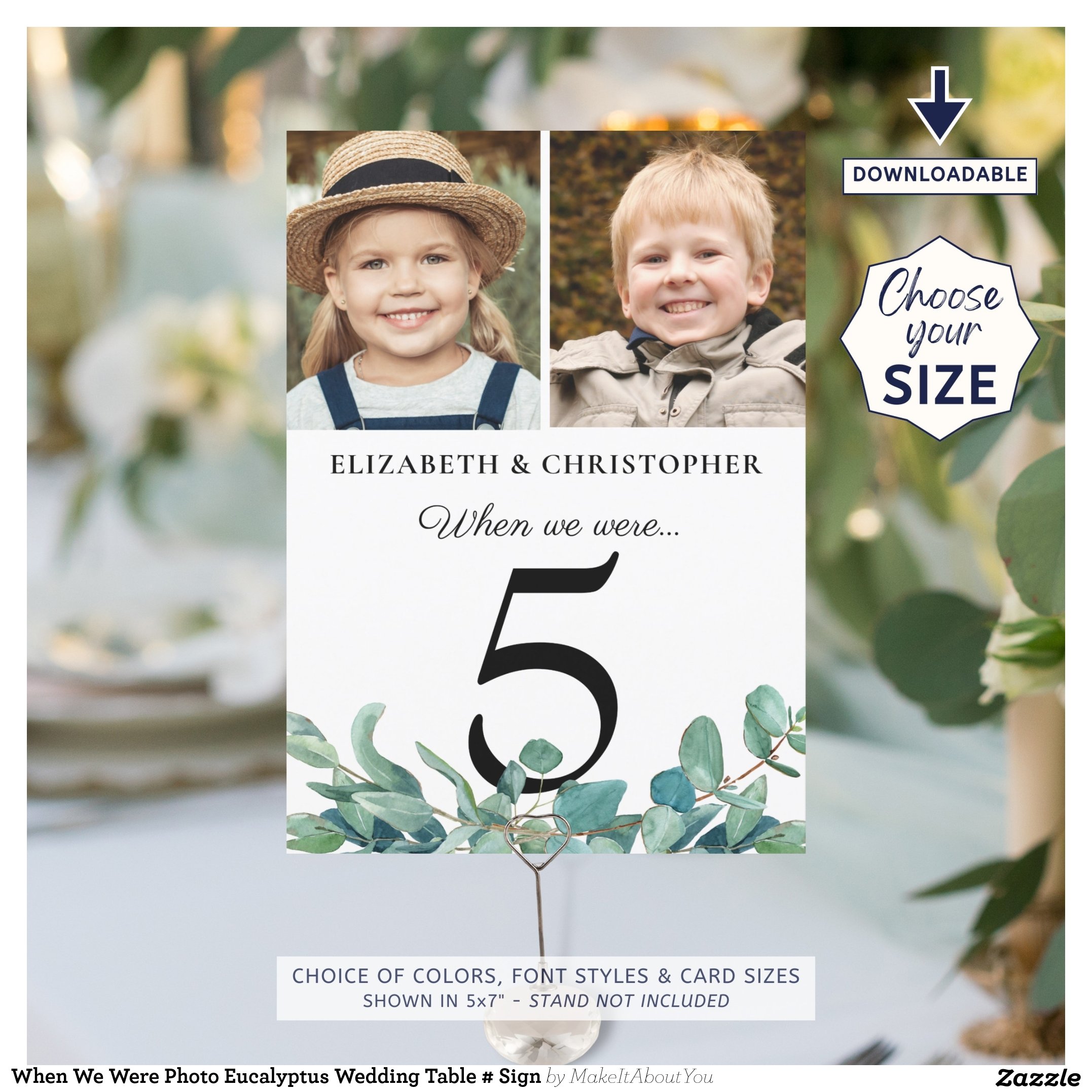 When We Were Photo Eucalyptus Wedding Table # Sign Invitation