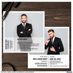 Fun facts 2 photo modern graduation announcement