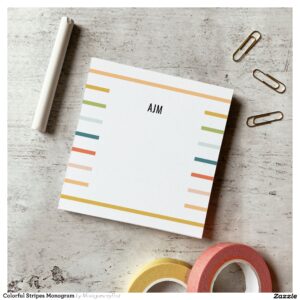 Colorful Stripes Monogram Post-it Notes