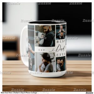 Best Dad Ever Father's Day 8 Photo Collage Two-Tone Coffee Mug