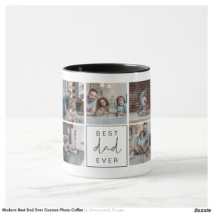 Modern Best Dad Ever Custom Photo Coffee Mug