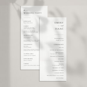 Modern Minimalist Script Chic Wedding Program