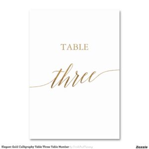 Elegant Gold Calligraphy Table Three Table Number