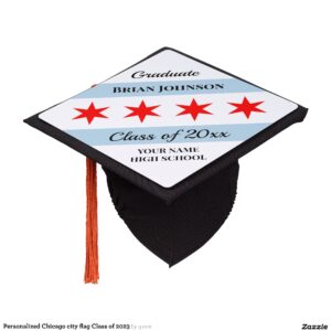 Personalized Chicago city flag Class of 2023 Graduation Cap Topper