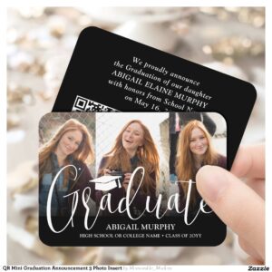 QR Mini Graduation Announcement 3 Photo Insert