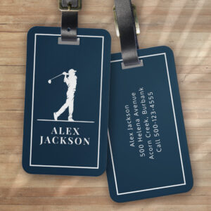 Navy Blue Personalized Monogram Golfer Luggage Tag