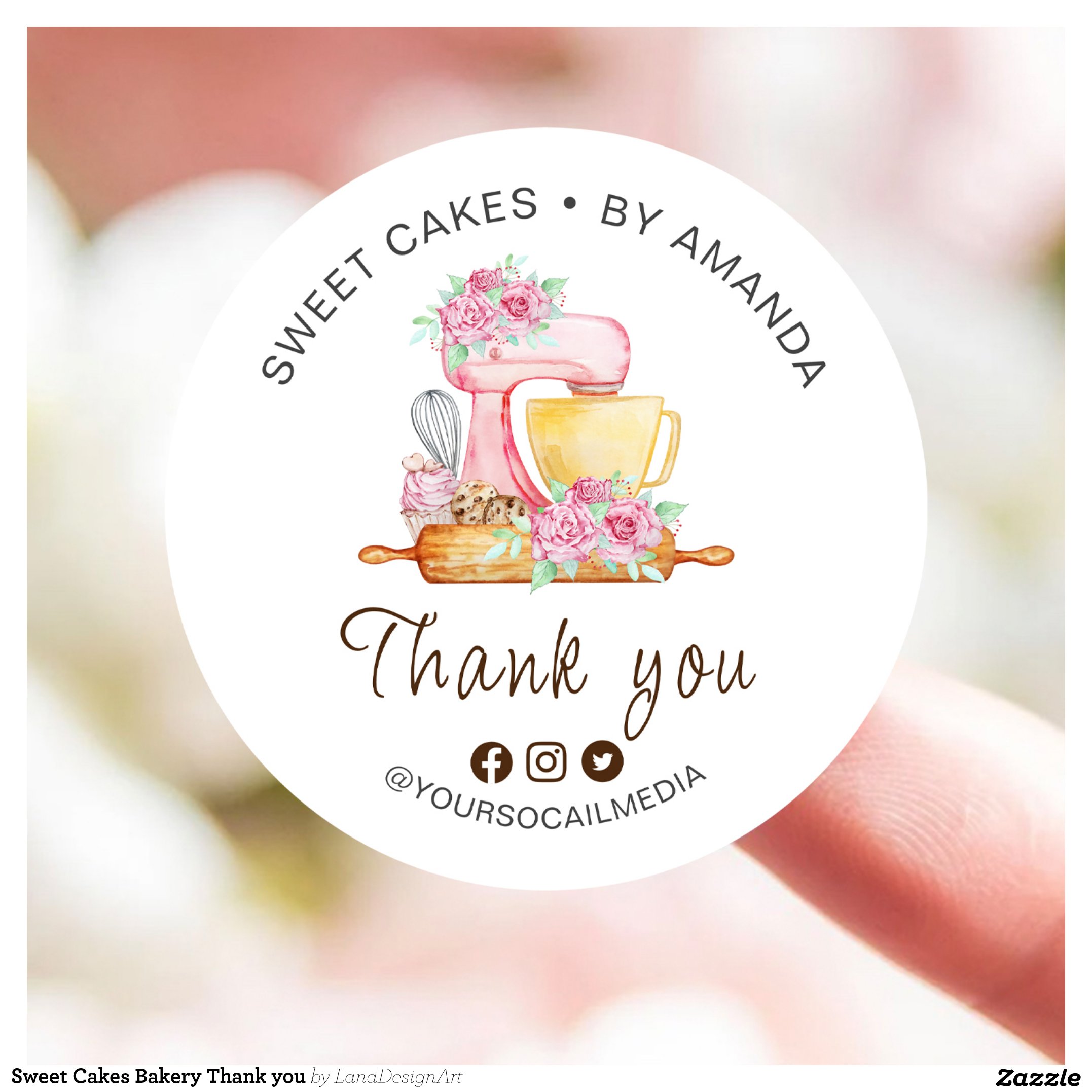 Sweet Cakes Bakery Thank you Classic Round Sticker
