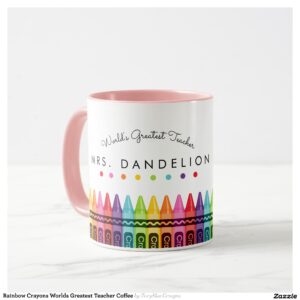 Rainbow Crayons Worlds Greatest Teacher Coffee Mug